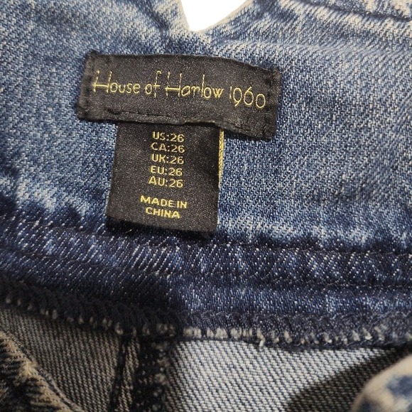 House of Harlow 1960 Women 26 Blue Wide Leg High Rise Denim Jeans Hippie Retro - Picture 4 of 14